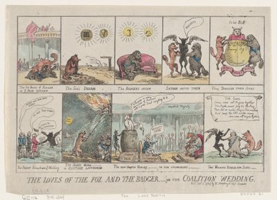 Les amours du renard et du blaireau, ou le mariage de la coalition - Thomas Rowlandson
