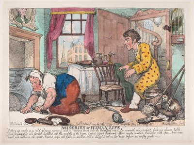 Les misères de la vie humaine : se lever tôt un matin froid et sombre, 9 octobre 1807 - Thomas Rowlandson