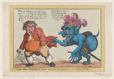 Le nouveau contribuable rendant hommage à John Bull, 16 avril 1806 - Thomas Rowlandson