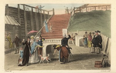 Les puits de Spa : touristes buvant l