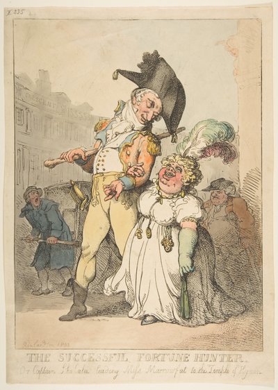 Le chasseur de fortune réussi, ou le capitaine Shelalee conduisant Miss Marrowfat au Temple de..., 1802 - Thomas Rowlandson
