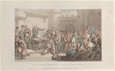 Le vicaire prêchant aux prisonniers, de Le Vicaire de Wakefield, 1er mai 1817 - Thomas Rowlandson