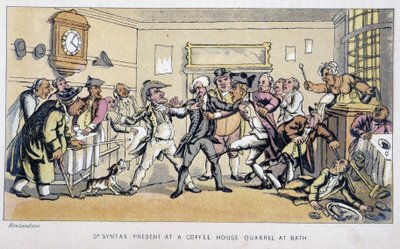Le docteur dans un bistrot où une bagarre éclate - dans « Les trois tours du docteur Syntax : à la recherche du pittoresque, de la consolation et d