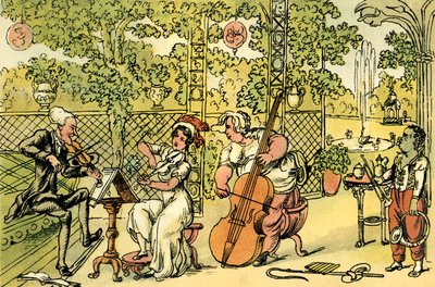 Le trio du jardin - Thomas Rowlandson