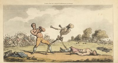 Le squelette de la Mort boxe avec un boxeur à mains nues tandis qu