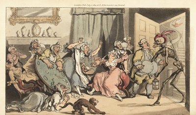 Le squelette de la Mort vient chercher Miss Mustard - Thomas Rowlandson