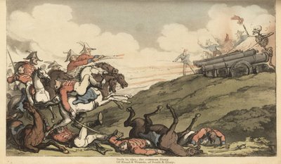 La mort lance une salve de coups de canon sur une charge de cavalerie anglaise. - Thomas Rowlandson
