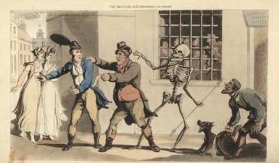 Le squelette de la Mort avec sa flèche prend un sergent alors qu