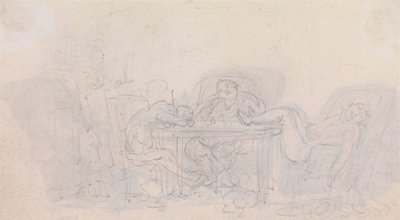 Trois chasseurs dormant à table sur leurs chaises - Thomas Rowlandson