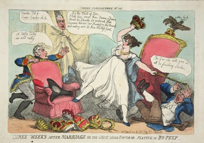 Trois semaines après le mariage, ou le grand petit empereur jouant à cache-cache, 1810 - Thomas Rowlandson