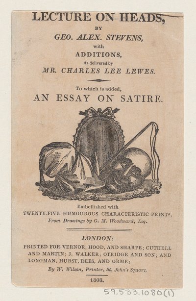 Page de titre, de A Lecture on Heads par George Alexander Stevens, avril 1808 - Thomas Rowlandson