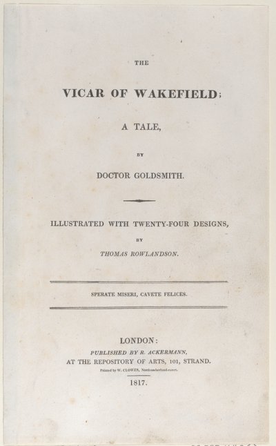 Page de titre, du Vicaire de Wakefield - Thomas Rowlandson