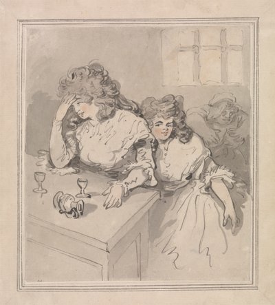 Deux filles buvant - Thomas Rowlandson