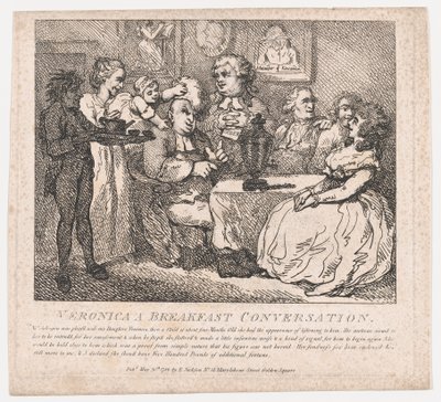 Veronica, une conversation de petit-déjeuner Beautés pittoresques de Boswell, Première partie, 30 mai 1786 - Thomas Rowlandson