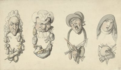 Quatre titres caricaturaux - Thomas Rowlandson