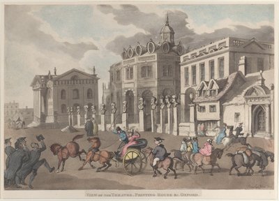 Vue du Théâtre, Imprimerie &c. Oxford, 1810 - Thomas Rowlandson