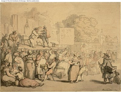 Fête du village : Arlequin et charlatan - Thomas Rowlandson