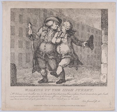 Marcher dans la rue principale, Beautés pittoresques de Boswell, Partie F - Thomas Rowlandson