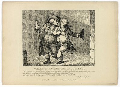 Walking up the High Street, extrait du Tour of the Hebrides de Boswell - Thomas Rowlandson