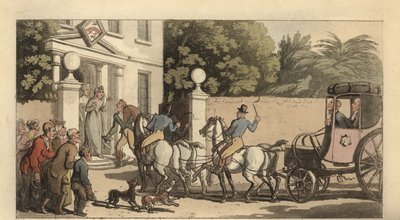 Jeune gentleman anglais rentrant chez lui après le Grand Tour - Thomas Rowlandson