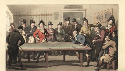 Jeunes gentlemen anglais jouant au billard - Thomas Rowlandson