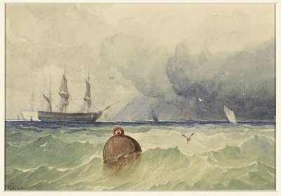 Trois-mâts au mouillage par temps lourd - Thomas Sewell Robins