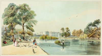 Buckingham Palace depuis St. James Park, planche onze de Vues originales de Londres telle qu