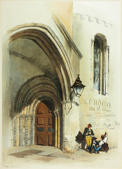 Porte, Temple, frontispice pour Vues originales de Londres telle qu