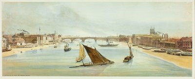 Pont de Londres, depuis le pont de Southwark, planche quatre des Vues originales de Londres telles qu