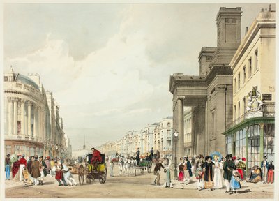Regent Street vers le Quadrant, planche dix-huit de Vues originales de Londres telle qu