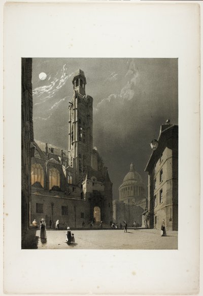 St Etienne du Mont et le Panthéon, Paris, planche 20 de Picturesque Architecture in Paris, Ghent, Antwerp, Rouen, Etc. - Thomas Shotter Boys