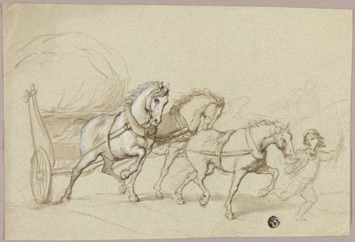 Enfant menant trois chevaux et une charrette - Thomas Stothard