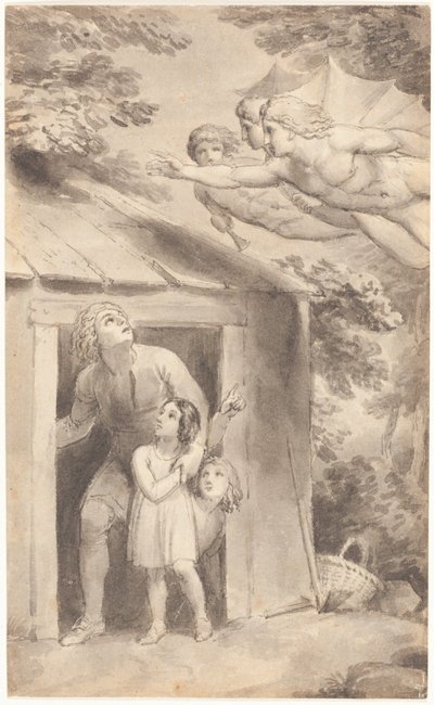 Pierre et ses enfants visités par trois figures volantes - Thomas Stothard