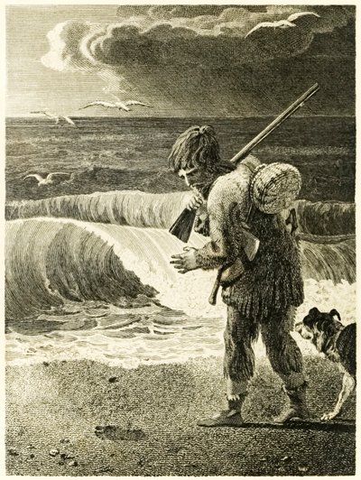 Robinson Crusoé découvre l