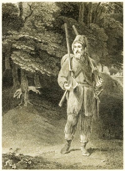 Robinson Crusoé chassant de La vie et les aventures surprenantes de Robinson Crusoé, marin de York par Daniel Defoe - Thomas Stothard