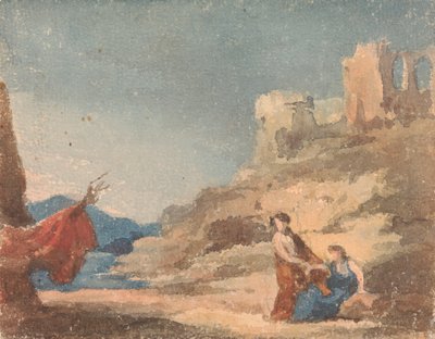 Figures parmi les ruines sur la colline - Thomas Sully