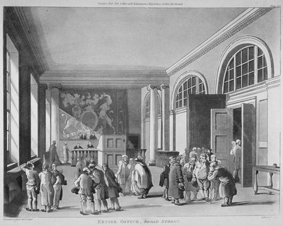 Intérieur du bureau des accises, Old Broad Street, City de Londres, 1810 - Thomas Sutherland