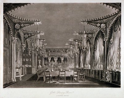 Vue intérieure de la salle à manger gothique de Carlton House, Westminster, Londres, 1819 - Thomas Sutherland