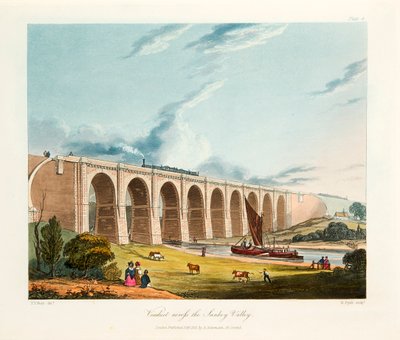 Viaduc traversant la vallée de Sankey, Warrington, Cheshire, février 1831 - Thomas Talbot Bury