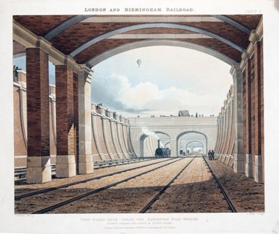 Vue prise sous le pont de Hampstead Road, vers la gare de Euston Square, 1837 - Thomas Talbot Bury