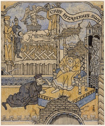 La fresque retrouvée au Palais de Justice de Byzance; Simplicissimus V/34 - Thomas Theodor Heine