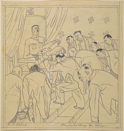 Synchronisation de la bourse; Simplicissimus XXXV/36, 1930 - Thomas Theodor Heine