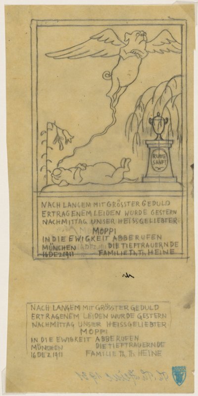 Avis de décès pour un carlin - Thomas Theodor Heine