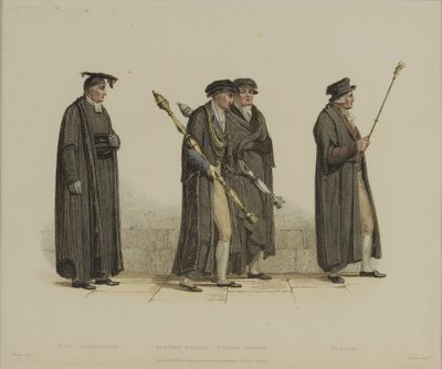 Vice-chancelier, Esquire Beadle, Yeoman Beadle, Verger, gravé par J. Agar, publié dans 