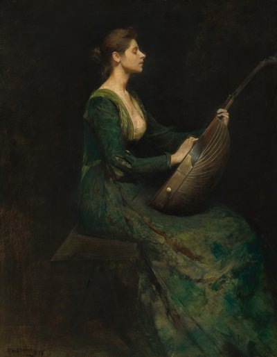 Dame avec un luth, 1886 - Thomas Wilmer Dewing