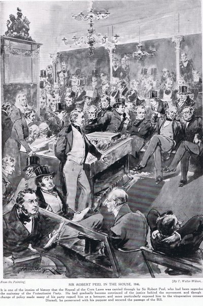 Sir Robert Peel à la Chambre, 1846, illustration de 
