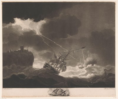 Foudre frappant deux navires pendant une tempête - Thomas Watson