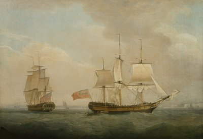 Un navire marchand en deux positions au large de la côte sud - Thomas Whitcombe