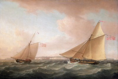 Un yacht du British Lighthouse Service et un Revenue Cutter (voilier armé pour la lutte contre la contrebande), au large de Ramsgate (Angleterre) - Thomas Whitcombe