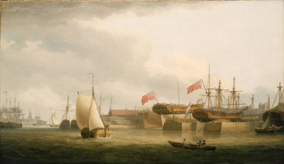 Chantiers navals sur la Tamise (Angleterre), à Redriff, en face de la tour de l